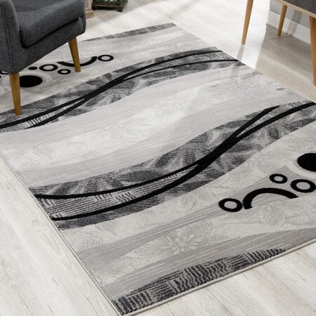 Palacedesigns 8 x 11 ft. Gray & Black Abstract Waves Area Rug PA2627932